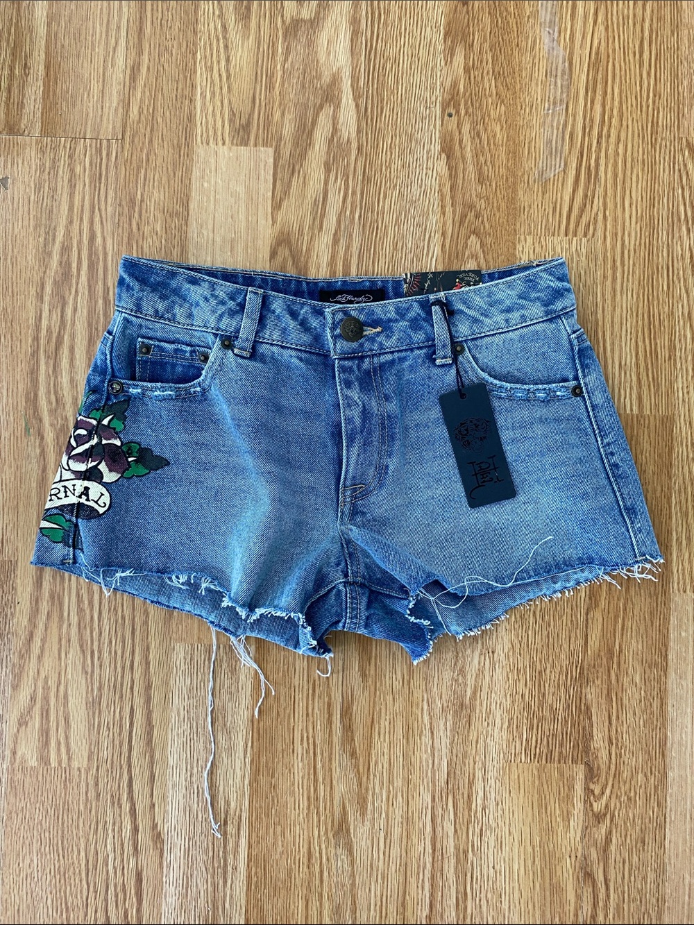 NWT Ed Hardy Love Eternal Frayed Hem Shorts